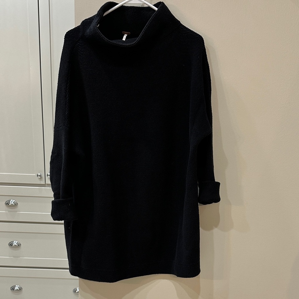 Free People Black Cowl Neck Sweater